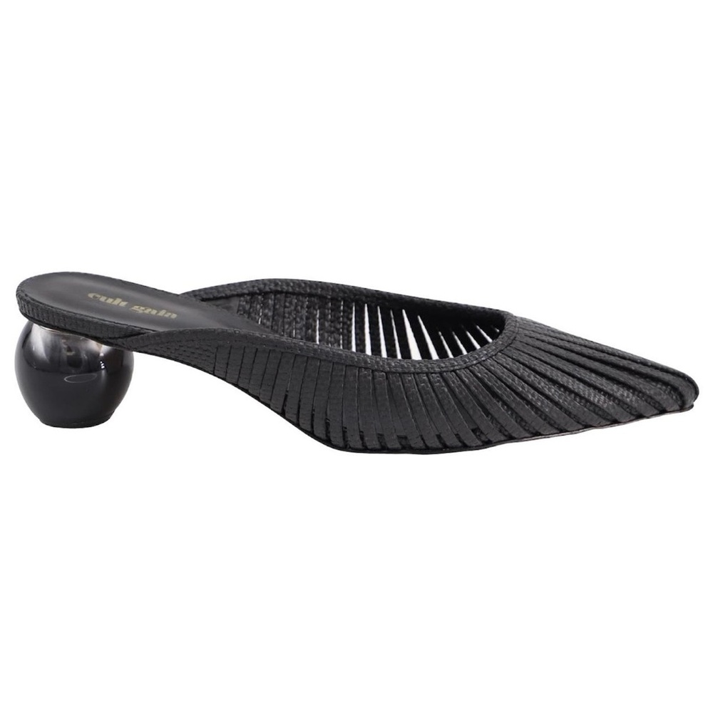 cult gaia Black Sculpted Ball-Heel Pointed Mules